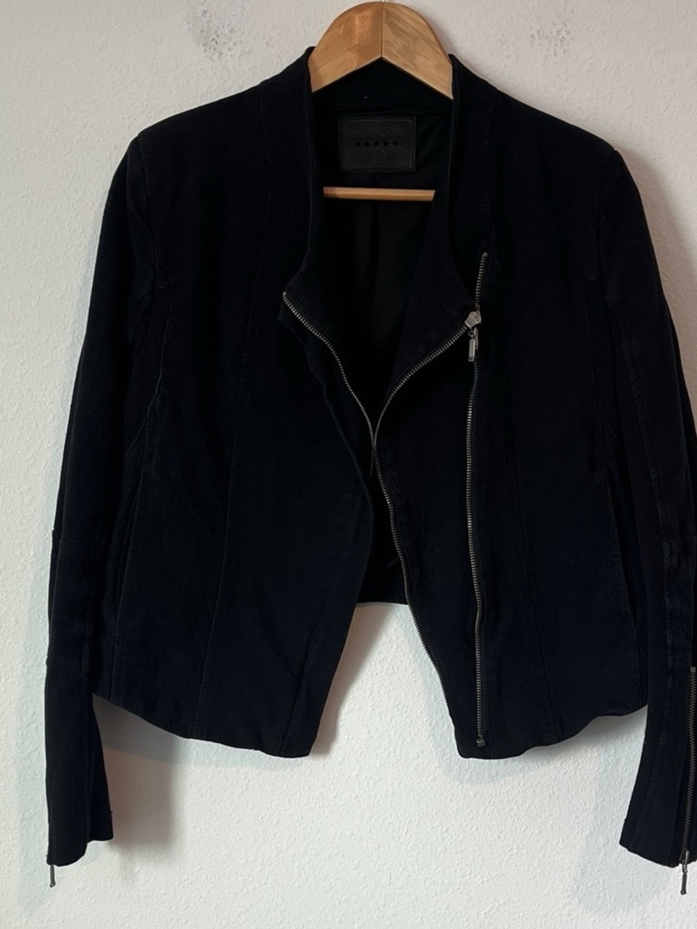 Blank NYC Women’s Black Asymmetrical Zip Leather Jacket
